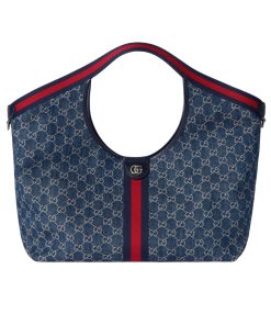 Gucci Giglio Large Tote Bag GG Denim