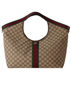 Gucci Giglio Large Tote Bag Beige And Dark Brown