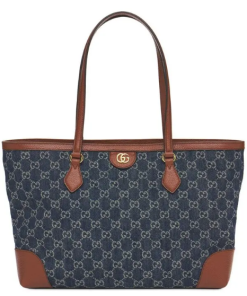 GUCCI Ophidia Jacquard Denim Tote Bag