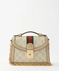 GUCCI Ophidia Supreme-Canvas and Leather Bag