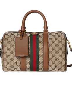 Gucci Ophidia Medium Boston Bag Beige And Brown