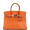 Herm?s Birkin 30 Tangerine Ostrich Palladium